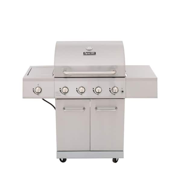 Dyna-Glo 4-Burner Propane Gas Grill in Stainless Steel with Side Burner