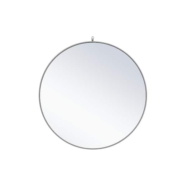 Unbranded Large Round Grey Modern Mirror (42 in. H x 42 in. W)