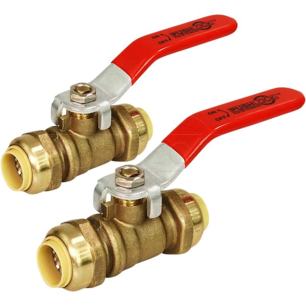 PLUMBFLEX 1/2 in. Full Port pushfit Ball Valve Water Shut Off Push to Connect PEX Copper CPVC Brass (2-Pack)