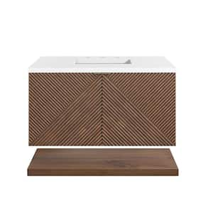 Marcello 36.0 in. W x 23.5 in. D x 37.2 in. H Bathroom Vanity in Chestnut with White Zeus Quartz Top