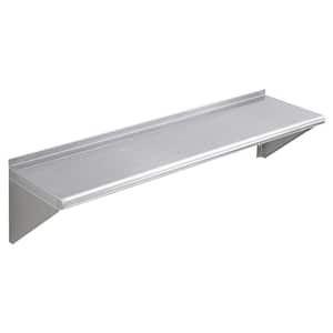 12 in. x 48 in. Stainless Steel Shelf, Wall Mounted Floating Shelving, 280 lbs. Capacity,Heavy Duty Storage Rack.Silver.