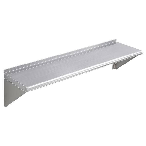 SVOPES 12 in. x 48 in. Stainless Steel Shelf, Wall Mounted Floating Shelving, 280 lbs. Capacity,Heavy Duty Storage Rack.Silver.