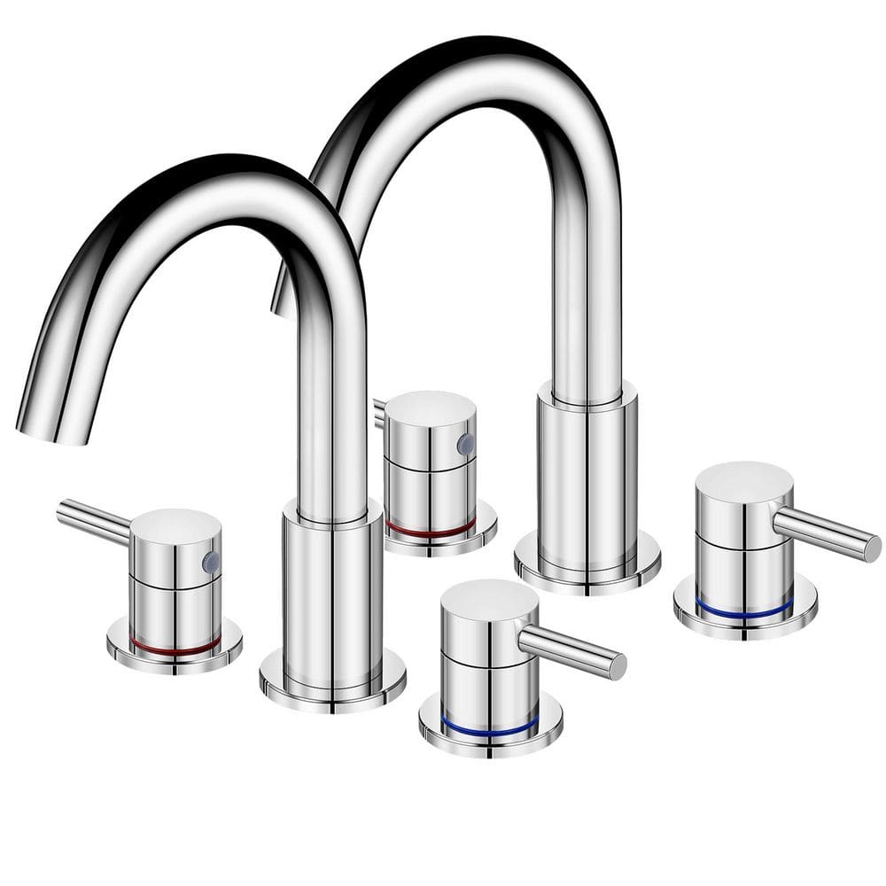 8 in. Widespread Double Handle Bathroom Faucet 3 Hole Sink Faucet in Polished Chrome (2-Pack) price history on PriceWatchPro