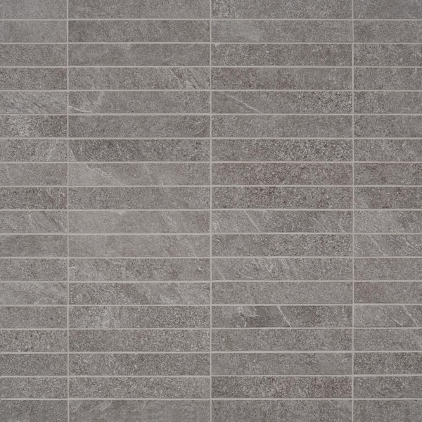 Monolith Slate Gray 11.81 in. x 11.81 in. Stacked Matte Porcelain Mosaic Floor and Wall Tile (0.96 Sq. Ft./Each)