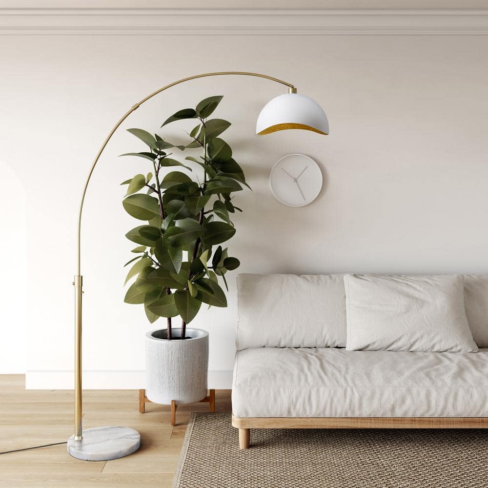 Luna Bella White and Brass Adjustable Arc Lamp