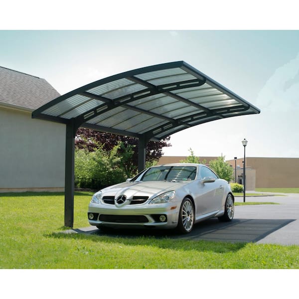Arizona Wave 10 ft. x 16 ft. Gray Single Slope Cantilever Metal Carport with Corrugated Roof Panels