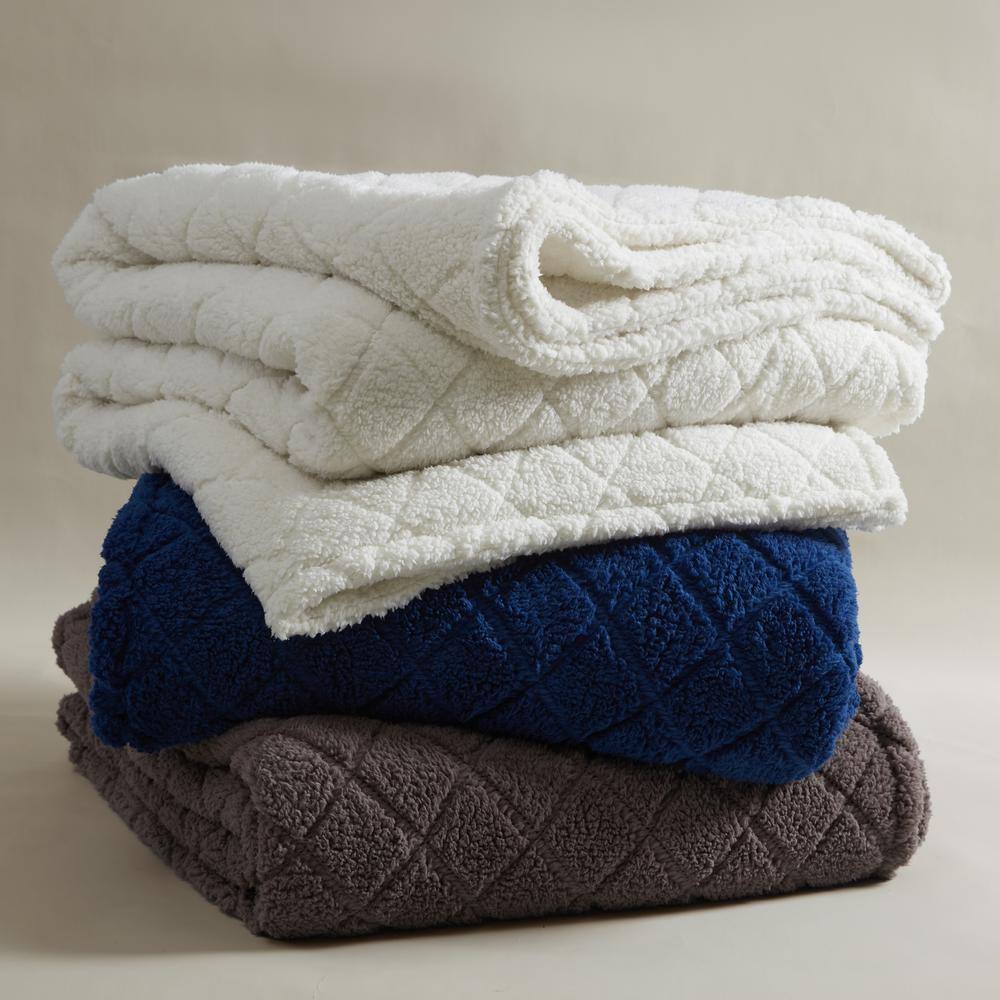 Charcoal Brown Full Reversible Sherpa Fleece Blanket