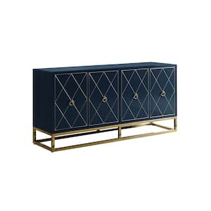 Sjang 64 in. Navy High Gloss Lacquer Finish-Sideboard
