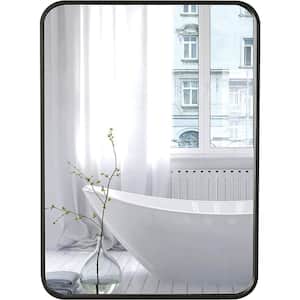20 in. W x 28 in. H Rectangular Framed Wall Bathroom Vanity Mirror Metal Black Frame Vertical & Horizontal Hung