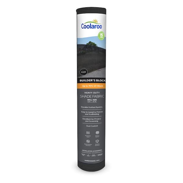 Coolaroo 6 ft. x 15 ft. Black Privacy Fence Screen HDPE Fabric with Knitted Eyelets for Chain Link Garden Fence