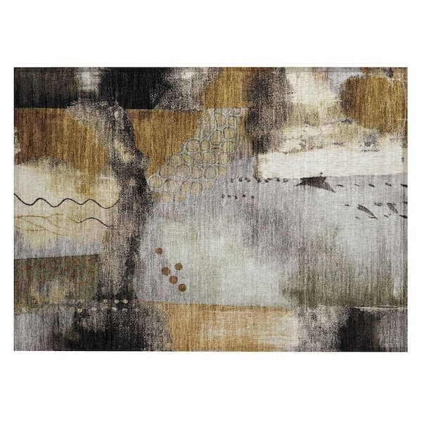 Chantille Machine Washable Indoor/Outdoor Abstract ACN2127 Chocolate 1 ft. 8 in. x 2 ft. 6 in. Accent Rug