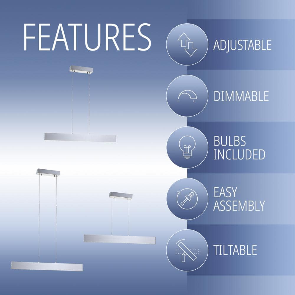 Draper 32" Brushed Aluminum Contemporary Adjustable LED Pendant