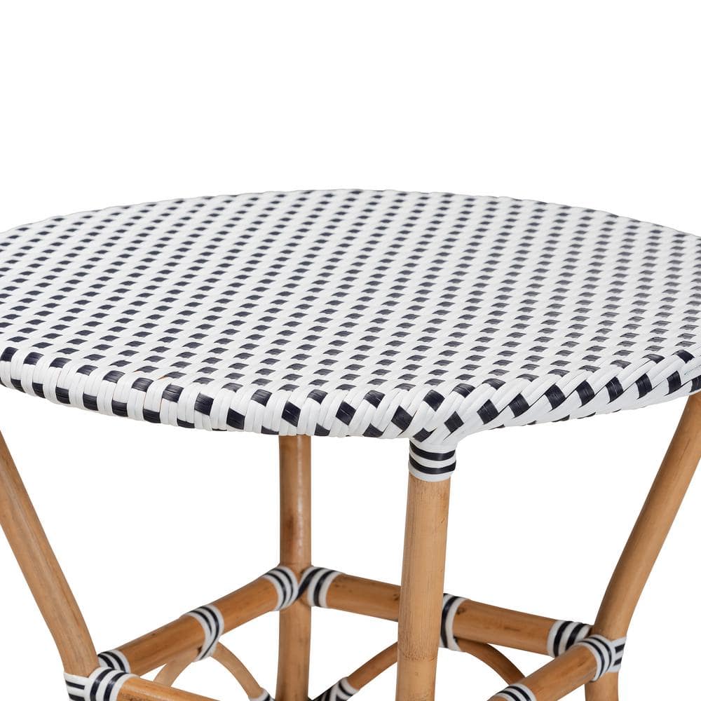 Round Black and White Rattan Cafe Dining Table