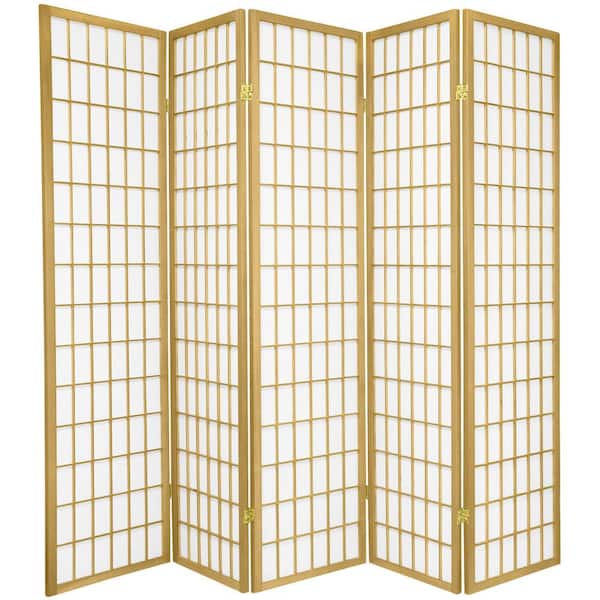 Oriental Furniture 6 ft. Gold Window Pane 5-Panel Room Divider