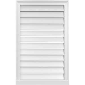 24 in. x 38 in. Vertical Surface Mount PVC Gable Vent: Functional with Brickmould Sill Frame