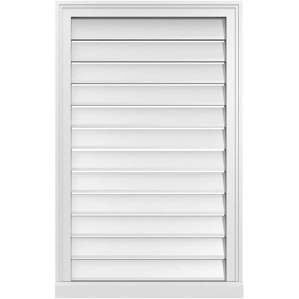 Ekena Millwork 24 in. x 38 in. Vertical Surface Mount PVC Gable Vent: Functional with Brickmould Sill Frame