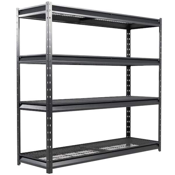 4-Tier 77 in. W x 24 in. D x 72 in. H 10,000 lbs Extreme Heavy Duty Steel Shelving in Dark Grey
