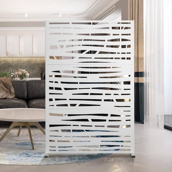 72 in. x 47 in. White Outdoor Metal Galvanized Privacy Screen Fence Garden Panels