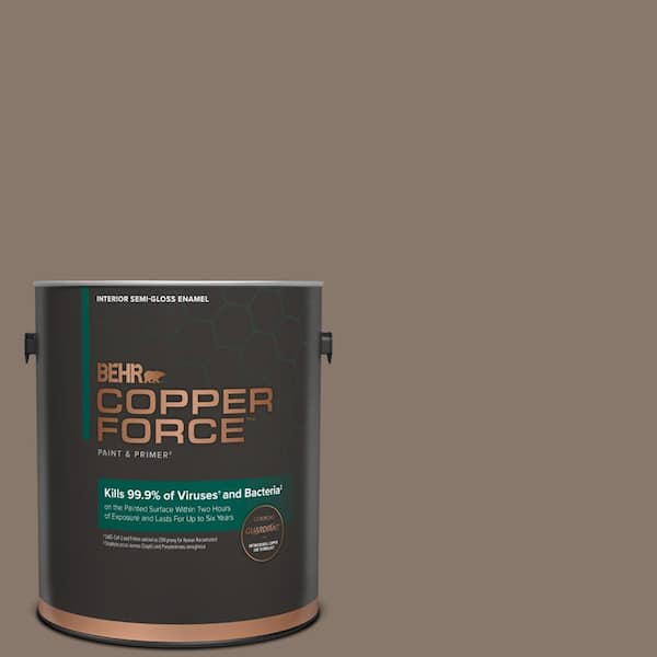 COPPER FORCE 1 gal. #MQ2-38 Grizzly Semi-Gloss Enamel Virucidal and Antibacterial Interior Paint & Primer