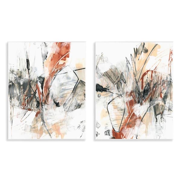 Stupell Industries Chaotic Scribbles Abstracts by June Erica Vess 2-Pieces Unframed Abstract Graphic Art Print 14 in. x 11 in.
