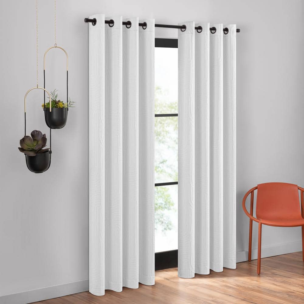 White Light-Filtering Polyester Grommet Curtain Panel 84x50