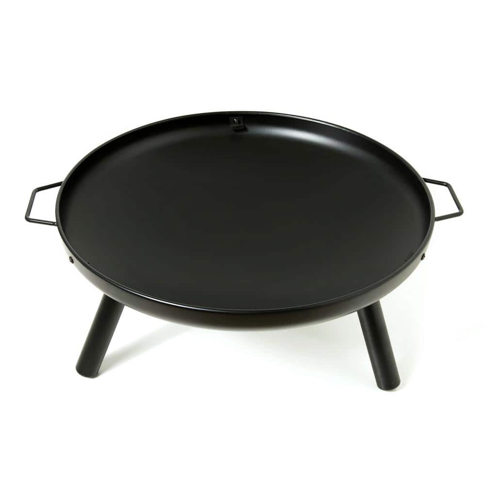 23" Black Steel Round Wood Burning Fire Pit with Grill Rack