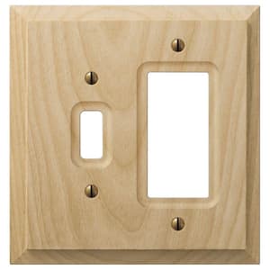 Cabin 2 Gang 1-Toggle and 1-Rocker Wood Wall Plate - Unfinished