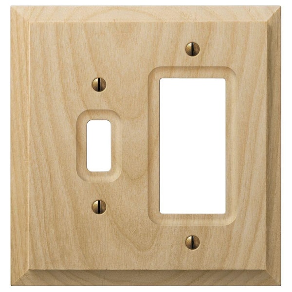 AMERELLE Cabin 2 Gang 1-Toggle and 1-Rocker Wood Wall Plate - Unfinished