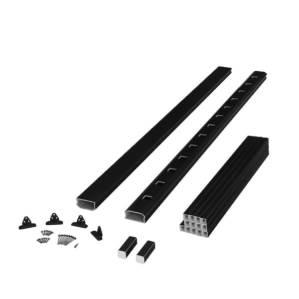 Fiberon BRIO 36 in. x 96 in. (Actual 36 in. x 94 in.) Black PVS Composite Line Railing Kit w/Square Composite Balusters