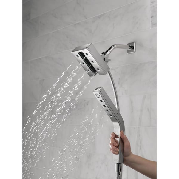 In2ition 4-Spray Patterns 1.75 GPM 4.5 in. Wall Mount Dual Shower Heads in Lumicoat Chrome