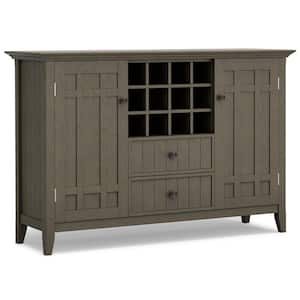 Bedford Solid Wood 54 in. Wide Transitional Sideboard Buffet and Wine Rack in Farmhouse Grey