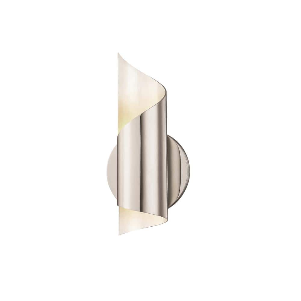 MITZI HUDSON VALLEY LIGHTING Evie 1-Light Polished Nickel LED Wall Sconce  H161101-PN The Home Depot