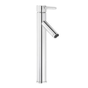 Modern Single Hole Single-Handle Vessel Bathroom Faucet in Chrome with Drain