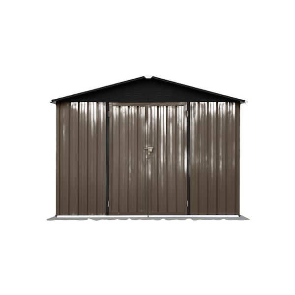 ToolCat 8 ft. D x 6 ft. W Metal Garden Shed, Brown/Black