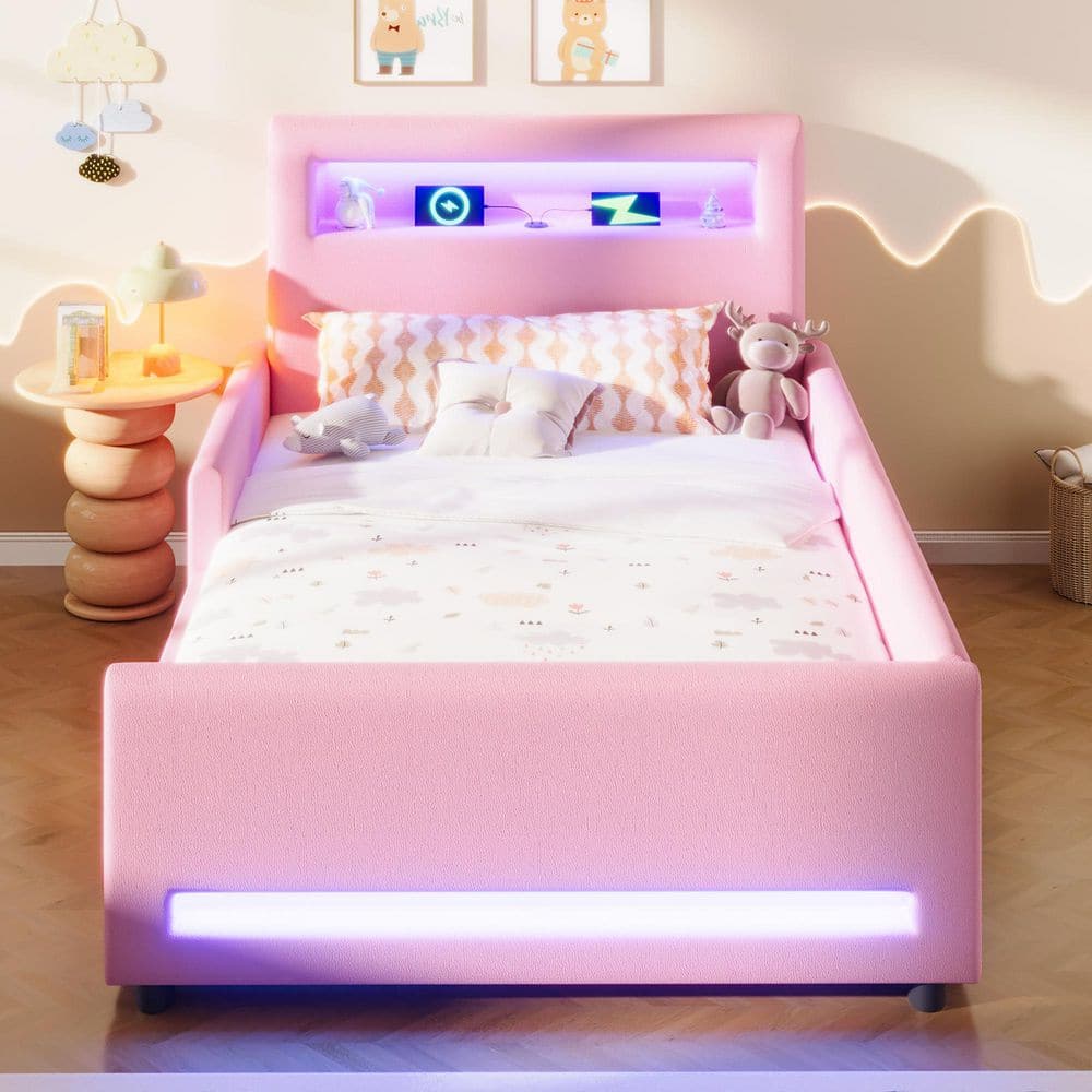 Pink Wood Frame Twin Size Platform Bed with Drawer price history on PriceWatchPro