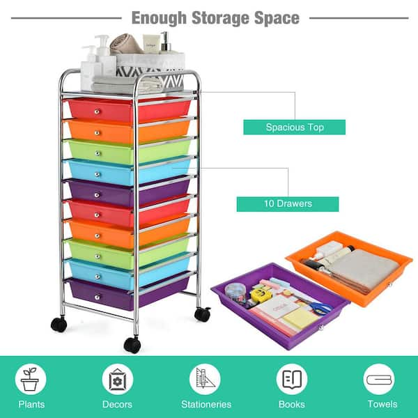 15-Drawer Utility Multicolor Rolling Storage Cart