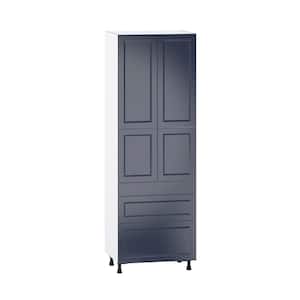 Devon 30 in. W x 89.5 in. H x 24 in. D Painted Blue Shaker Assembled Pantry Kitchen Cabinet with 5 Drawers
