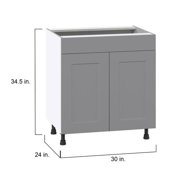 J COLLECTION Bristol Painted Slate Gray Shaker Assembled Sink Base Kitchen Cabinet (30 in. W x 34.5 in. H x 24 in. D)