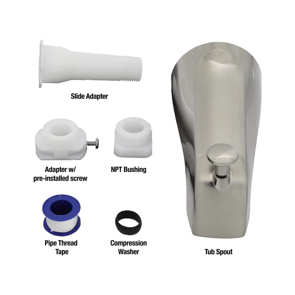 Brushed Nickel Universal Tub Spout with Diverter