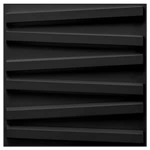 19.7 in. x 19.7 in. PVC Black Textured 3D Wall Panels for Interior Wall Decor, Pack of 12 Tiles 32 Sq Ft