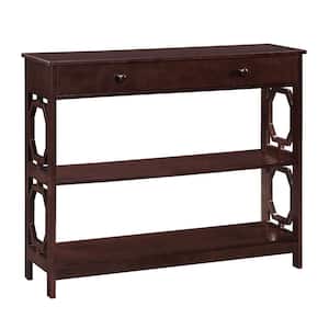 Omega 39.5 in. Espresso Rectangle Wood Top 1 Drawer Console Table with Shelves