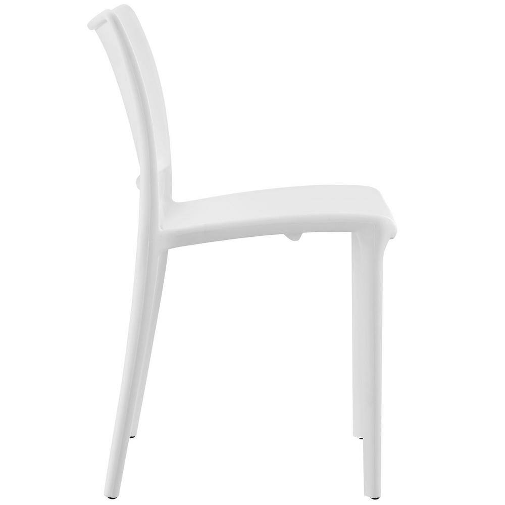 White Low Plastic Modern Side Chair