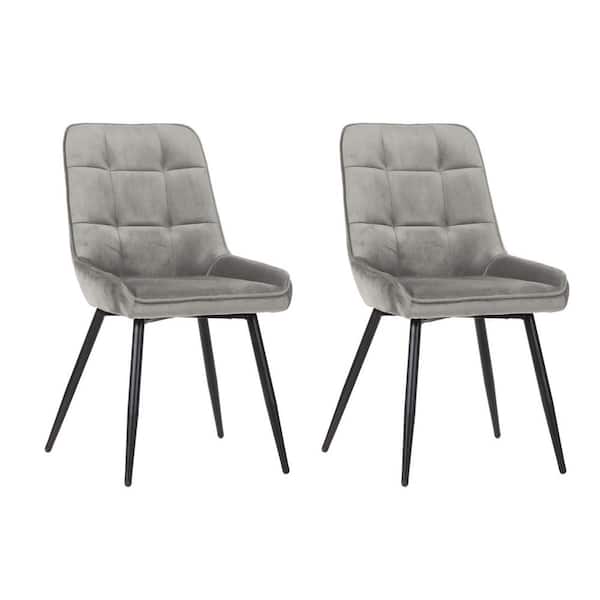 Homy Casa Mid-Century Modern Fabric Dining Chair (Set of 2) Grey