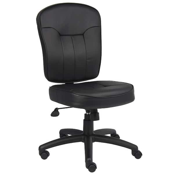 BOSS Office Products 27 in. W Black Big and Tall Faux Leather Task Chair with Swivel Seat