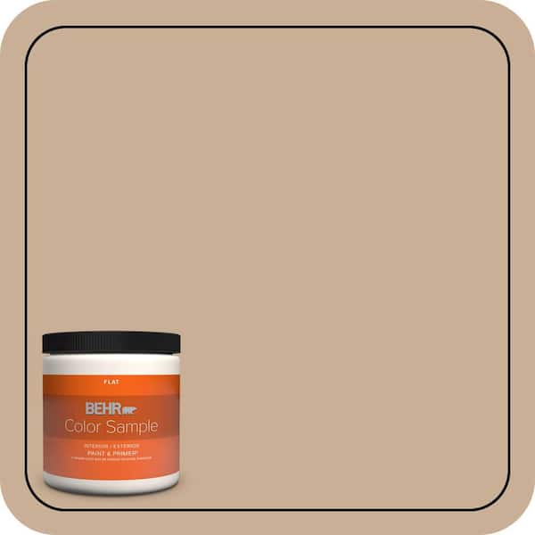 BEHR PREMIUM PLUS 8 oz. #N260-3 Polo Tan Flat Interior/Exterior Paint & Primer Color Sample