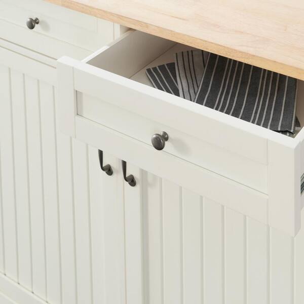 Stylewell Bainport Ivory Kitchen Cart With Butcher Block Top Sk19238e2r1 V The Home Depot