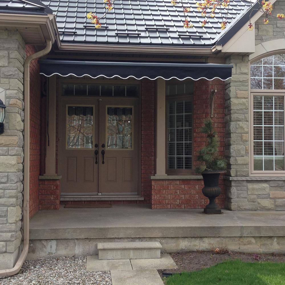 Motorized Retractable Black Patio Awning with Aluminum Frame