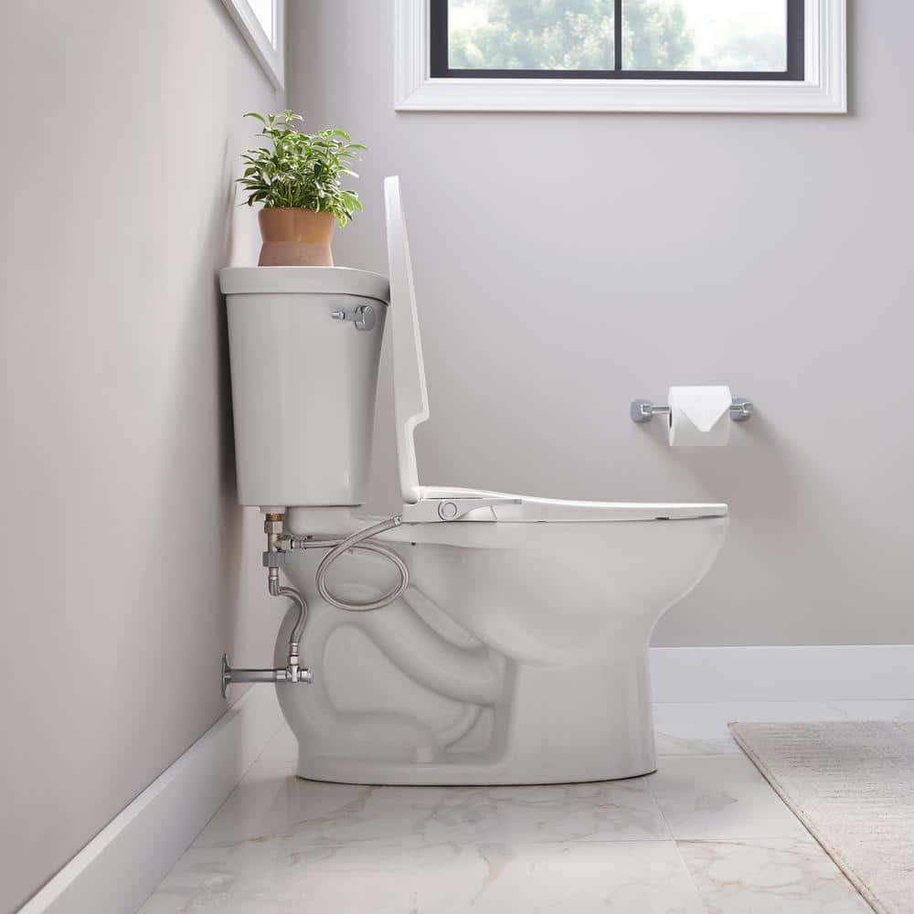 White Slim Non-Electric Bidet Seat with Ergonomic Handle