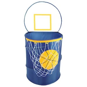 The Original Pop-Up Bongo Basketball Navy Collapsible Polyester Hamper with Lid and Backboard