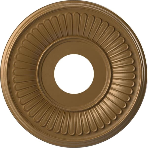 Ekena Millwork 13" OD x 3-1/2" ID x 3/4" P Berkshire Thermoformed PVC Ceiling Medallion Fits Canopies up to 5-3/4", Metallic Gold Rush